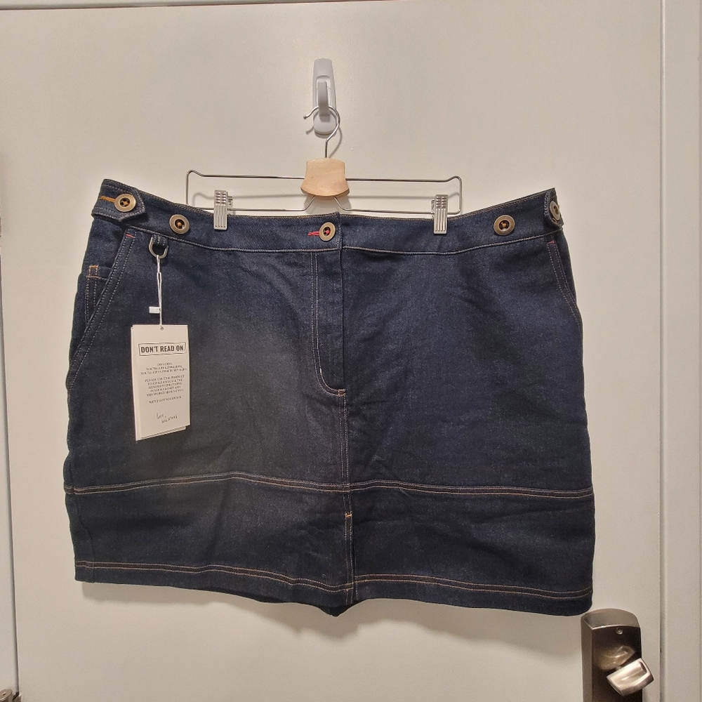 Wildfang Essential Work Skirt, Dark Wash Denim, 2x